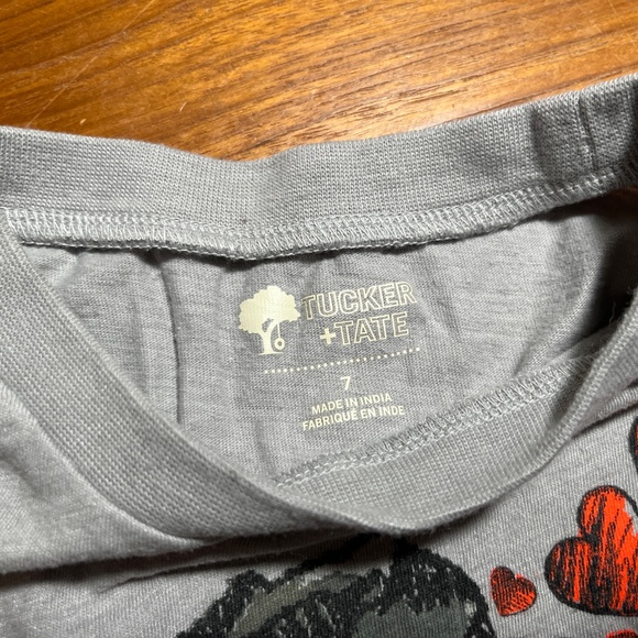 Tucker + Tate Kids Valentines Dinosaur Hearts Short Sleee Tee Grey 7 - Picture 2 of 2
